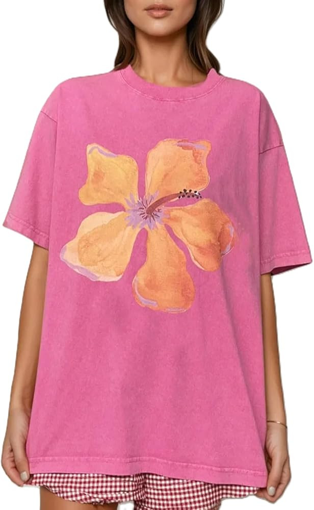 Women Y2k Oversized Summer Tops Cute Fruit Loose Fit Vintage T Shirts Crew Neck Aesthetic Graphic... | Amazon (US)