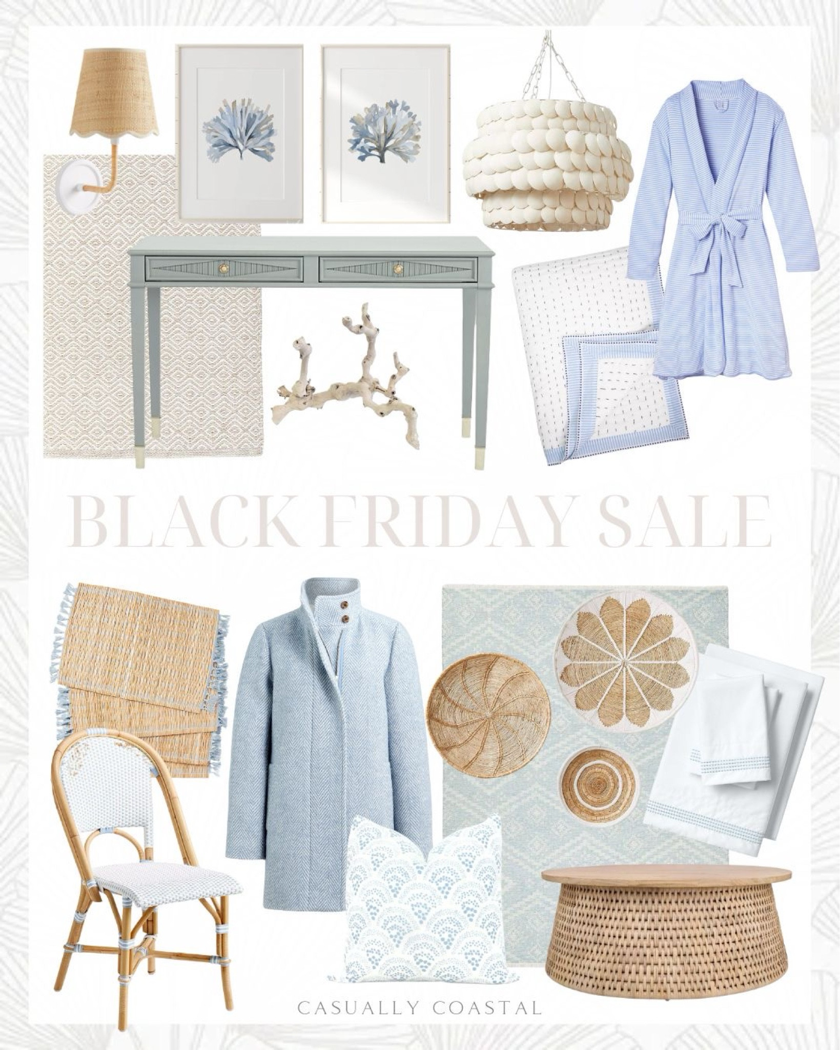 Black Friday Sale

Coastal home decor, coastal style, coastal decor on sale, Serena & Lily sale, Etsy decor on sale, rattan dining chair, coastal dining chair, embroidered sheets, coastal sheets, coastal bedding, woven placemats, coastal placemats, tiered chandelier, Serena & lily chandelier, sandblasted grapewood/grapevine, solid wood top coffee table, coastal coffee table, neutral coffee table, single sconce, coastal sconce, Isaiah kantha quilt, coastal quilt, white and blue quilt, coastal pillows, Etsy pillows, herringbone city coat, blue coat, coastal coat, light blue seaweed watercolor art, coastal wall decor, Serena & lily wall baskets, Serena & lily rug, 3x5 rug, coastal robe, blue and white striped robe, neutral rug, blue desk, coastal desk 

#LTKHome #LTKCyberWeek #LTKSaleAlert