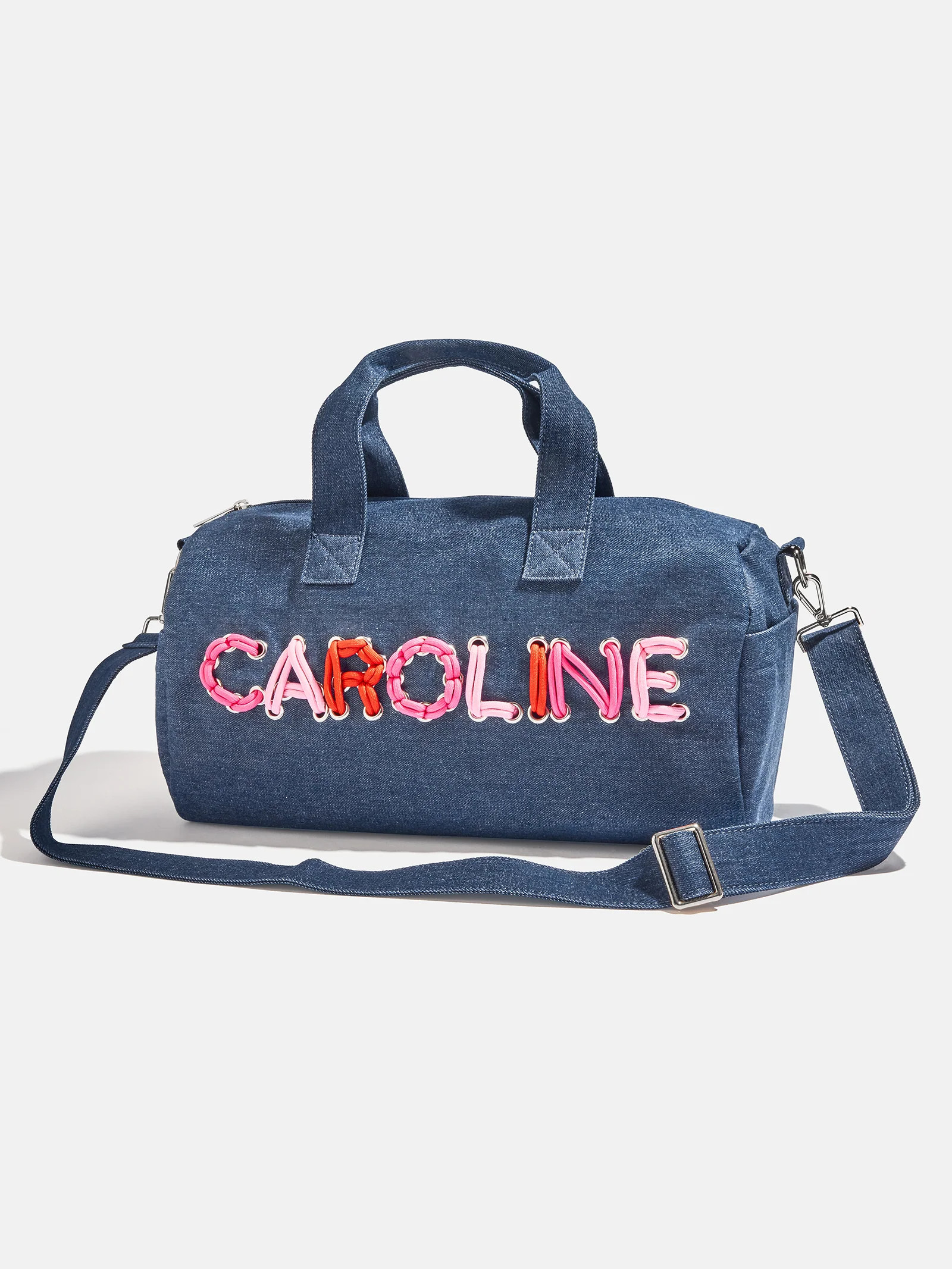 Thready to Go Kids' Custom Duffle - Dark Denim/Pink Multi | BaubleBar