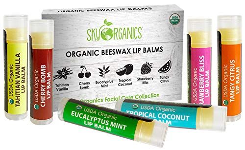 USDA Organic Lip Balm by Sky Organics – 6 Pack Assorted Flavors – With Beeswax, Coconut Oil, ... | Amazon (US)