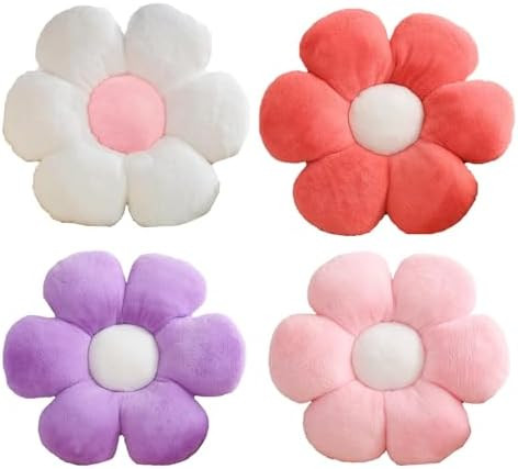 4 PCS Flower Pillows Flower Shaped Throw Pillow Cute Daisy Pillows Seating Cushions for Adults Ki... | Amazon (US)
