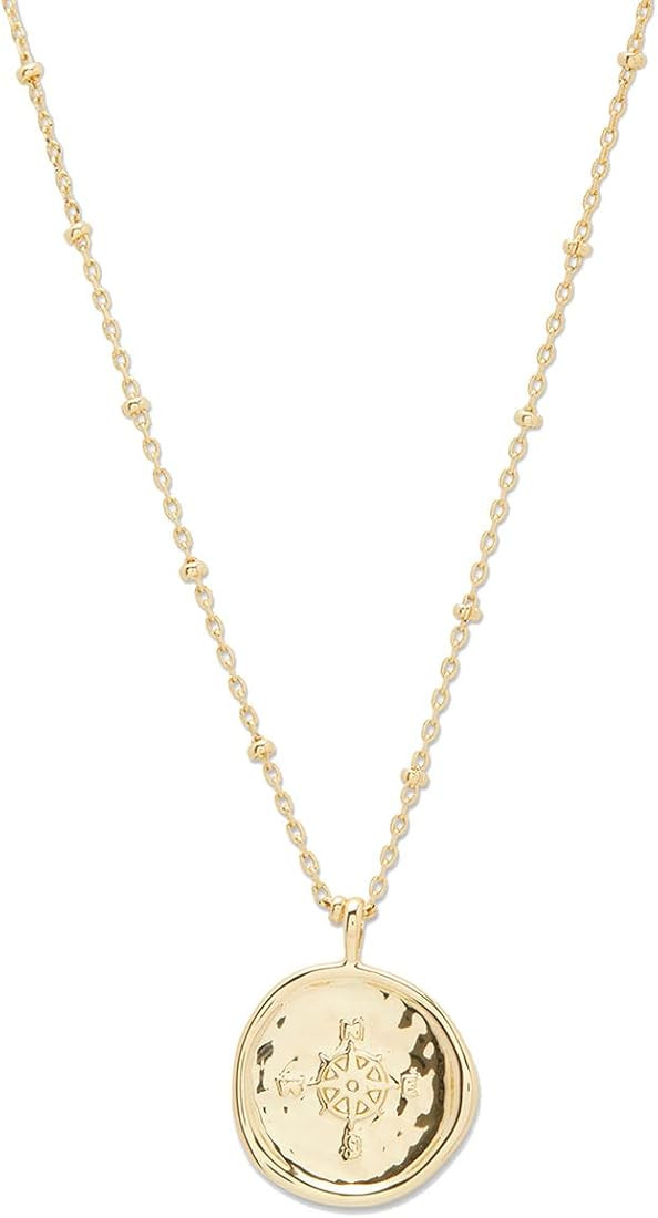 gorjana Women's Compass Coin Pendant Necklace, 18K Gold or Silver Plated Medallion, Adjustable 19... | Amazon (US)