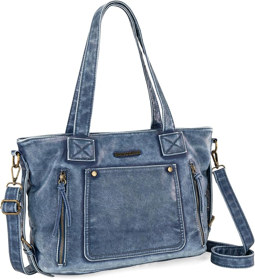 Montana West Vintage Versatile Handbag Washed Leather Purse Womens Shoulder Bag with Crossbody St... | Amazon (US)