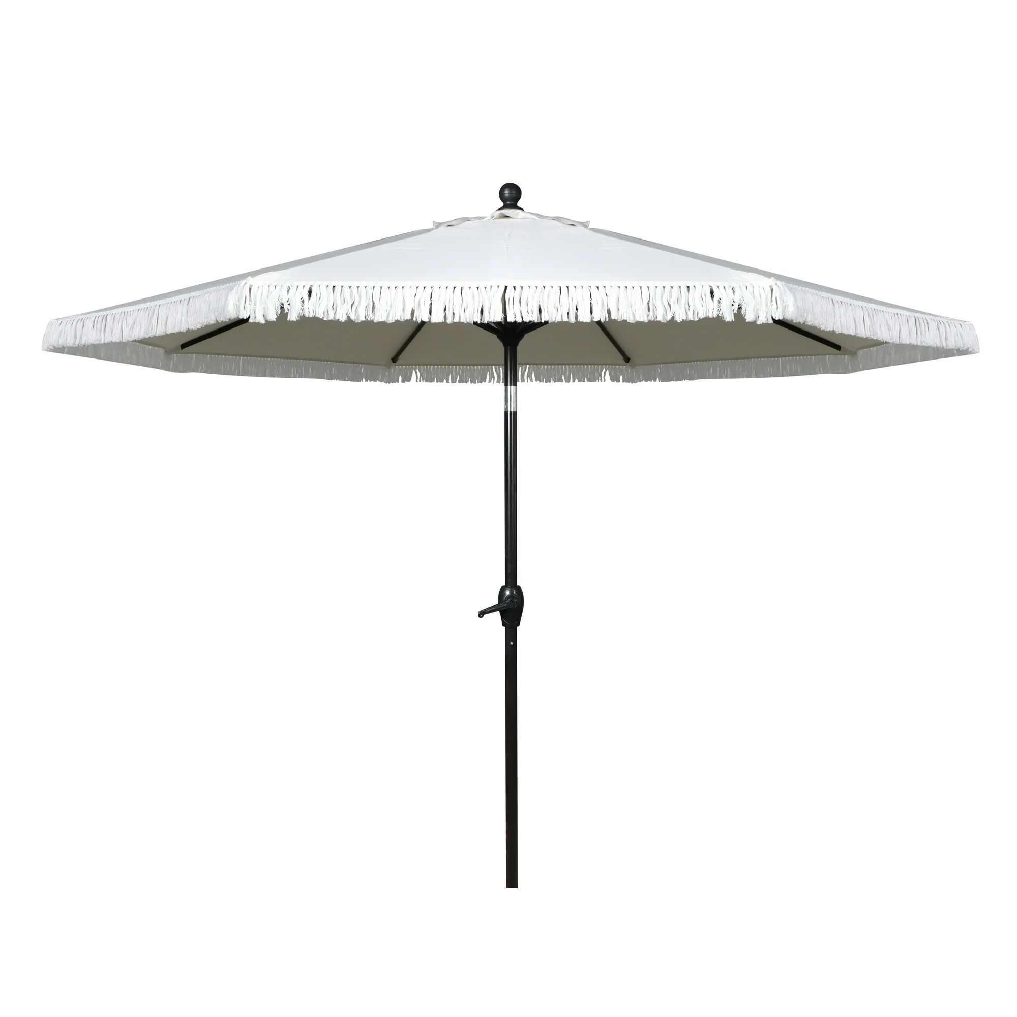 Better Homes & Gardens Outdoor 9' Cream Ventura Fringe Round Crank Premium Patio Umbrella | Walmart (US)