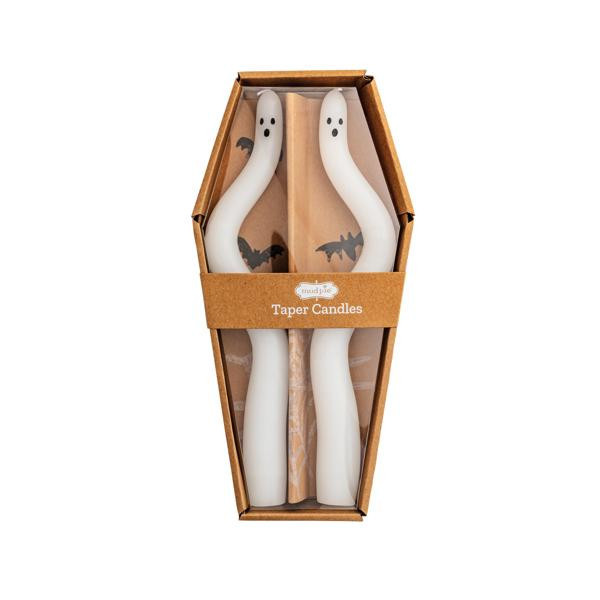 Mud Pie Ghost Taper Candle Set in White | Wax | Mud Pie