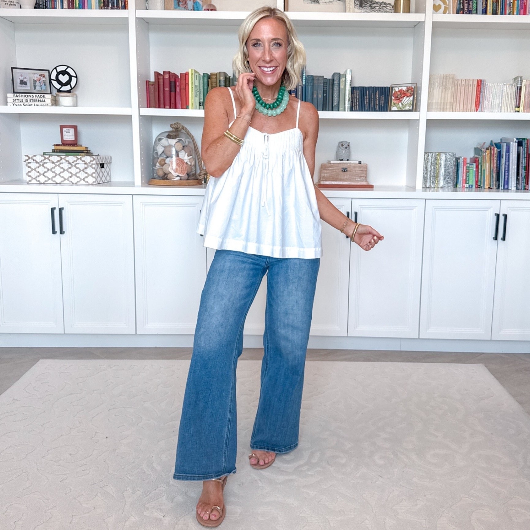 Walmart - part 2 (stripes). Cotton Pintuck Sleeveless Tank - size XS. $24. 2 colors. * Wide Leg Jeans - size 25.

#LTKSeasonal #LTKOver40 #LTKPetite