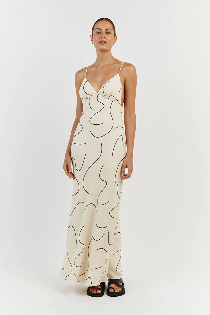 LUNA CREAM VISCOSE SLIP MIDI DRESS | DISSH