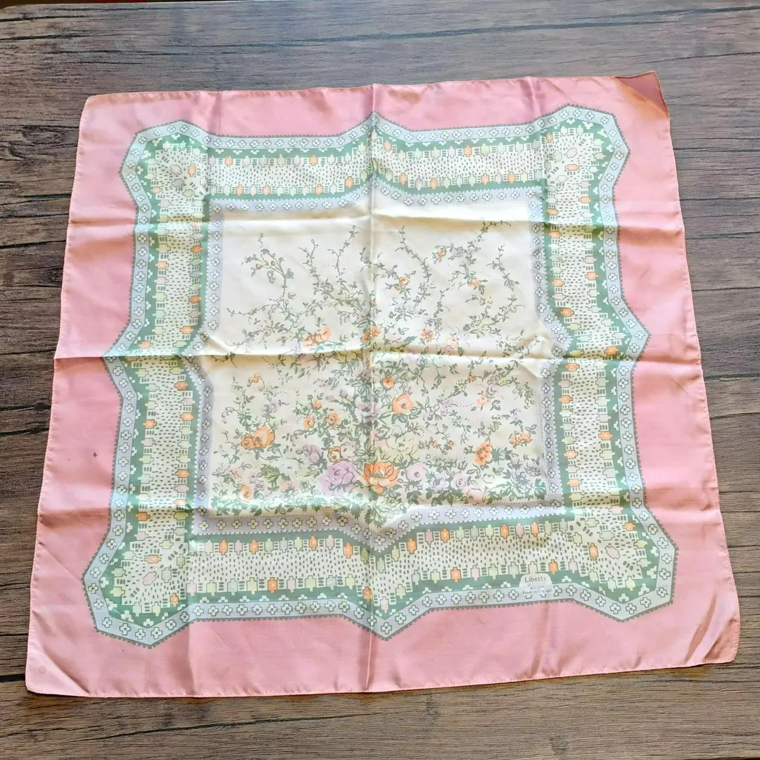 Liberty of London Floral Silk Scarf Vintage Cottagecore Square Pink Green 23" England | Etsy (US)