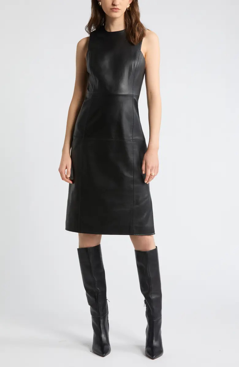 Paneled Leather Sheath Dress | Nordstrom