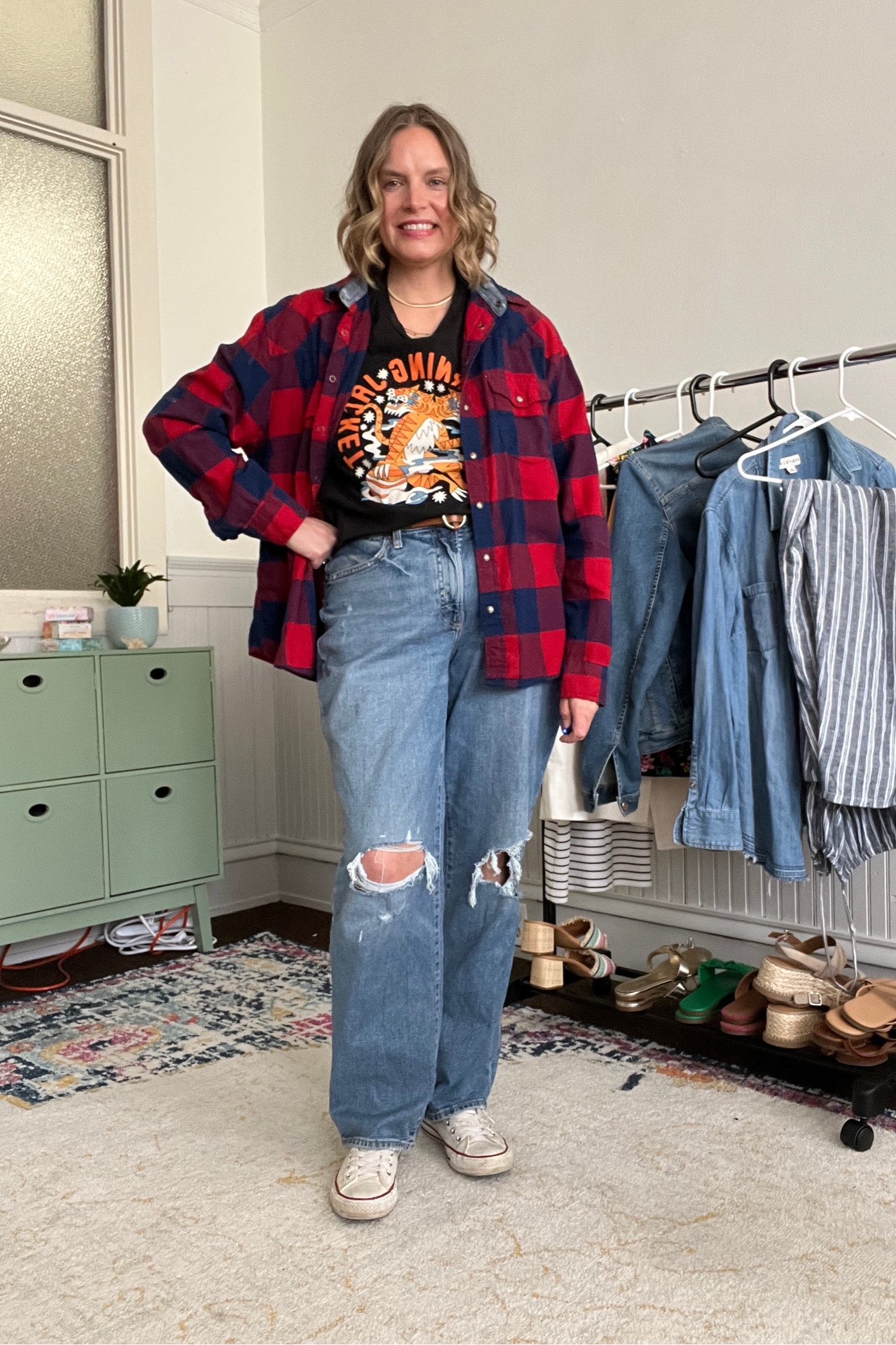 Capsule outfit formula: Flannel, graphic t-shirt, jeans & sneakers

#LTKcurves #LTKSeasonal #LTKtravel