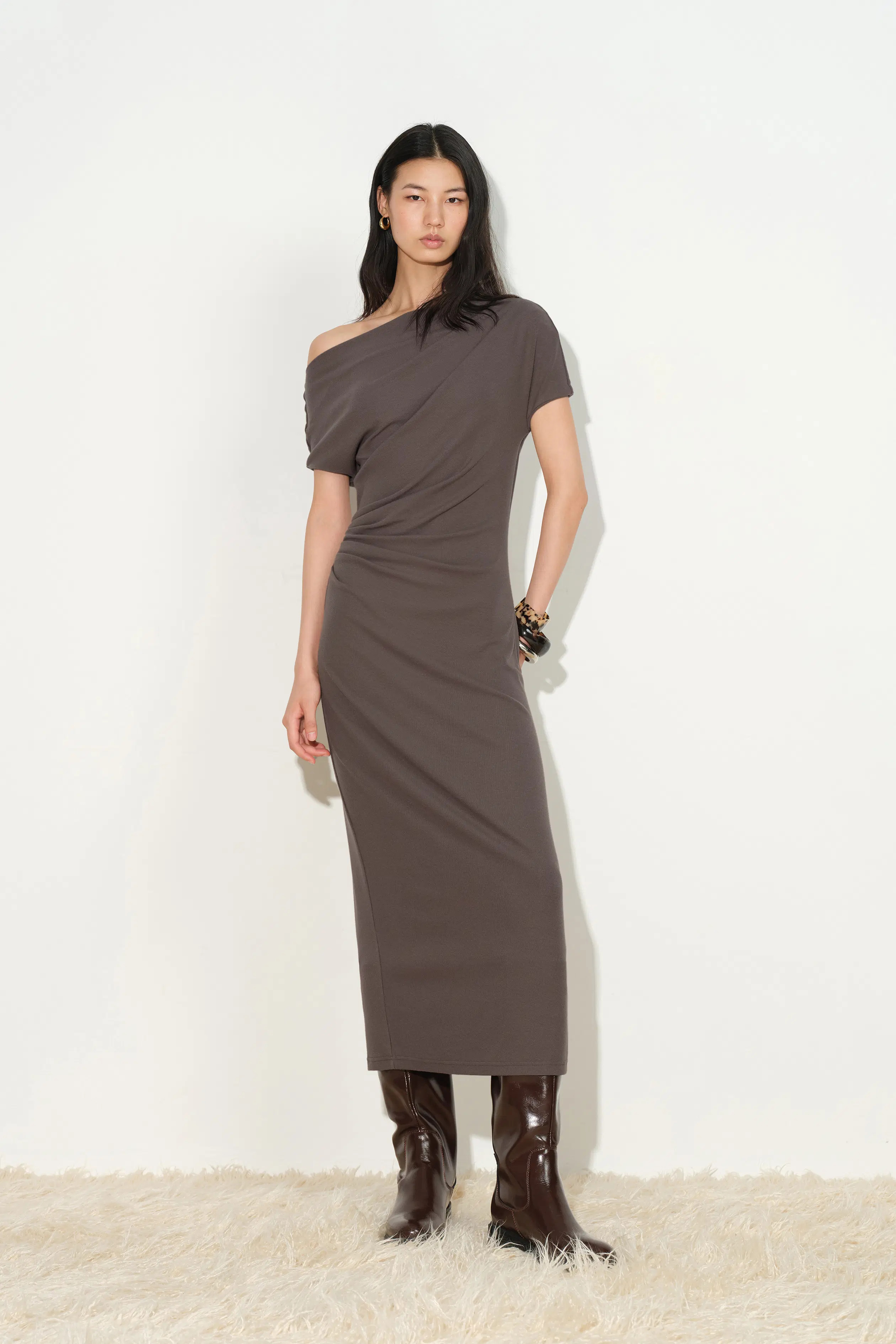 Hazel Draped Off Shoulder Dress | Fabrique
