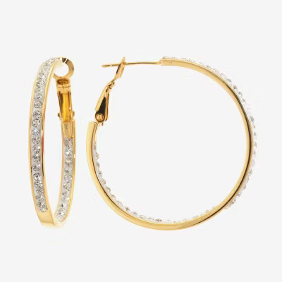 Sparkle Allure Womens Crystal 24K Gold Over Brass 33mm Hoop Earrings | JCPenney