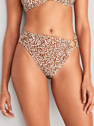 Mid-Rise Printed O-Ring French-Cut Bikini Swim Bottoms for Women | Old Navy (US)