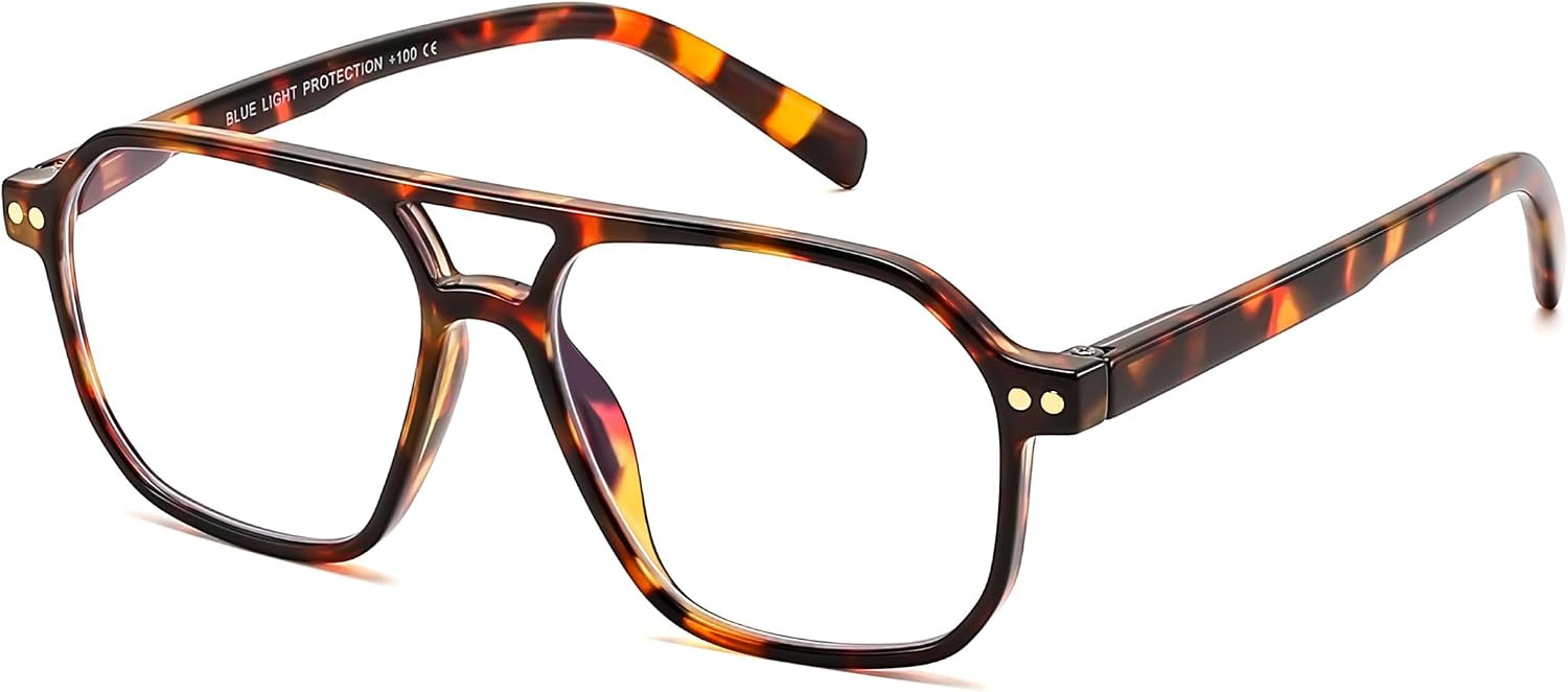 FEISEDY Retro Aviator Reading Glasses Square Readers for Women Men B0068 | Amazon (US)