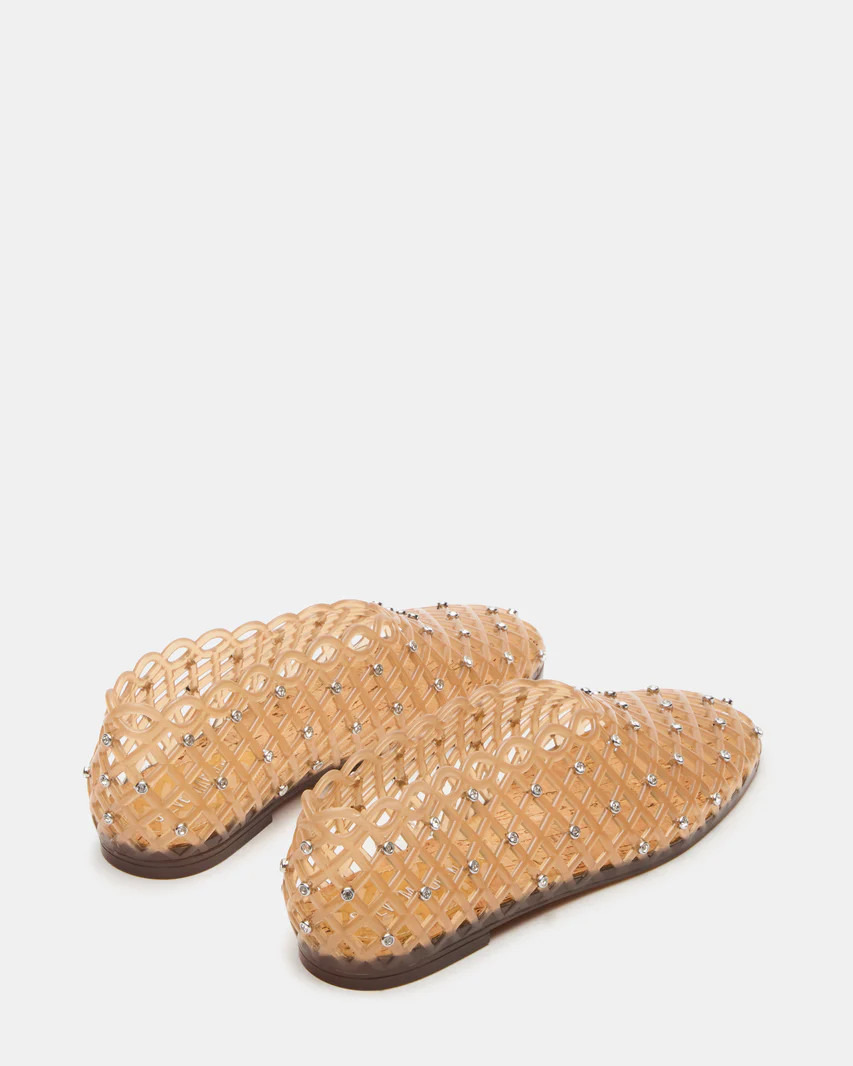 GROVE Tan Rhinestones Square-Toe Jelly Women's Flat | Steve Madden (US)