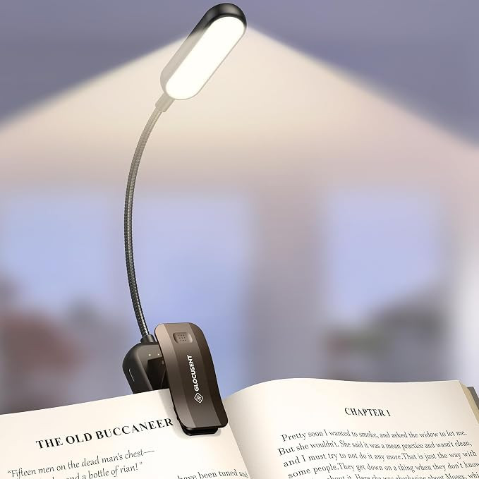 Glocusent 20 LED Book Light for Reading in Bed, Eye Caring Reading Light, 5 Colors & 5 Brightness... | Amazon (US)