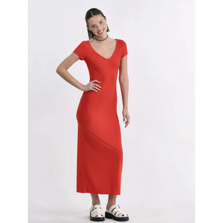 No Boundaries Maxi Dress with Cap Sleeves, Women's - Walmart.com | Walmart (US)