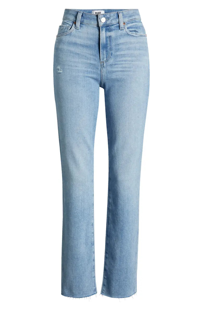 PAIGE Cindy High Waist Raw Hem Ankle Straight Leg Jeans | Nordstrom | Nordstrom
