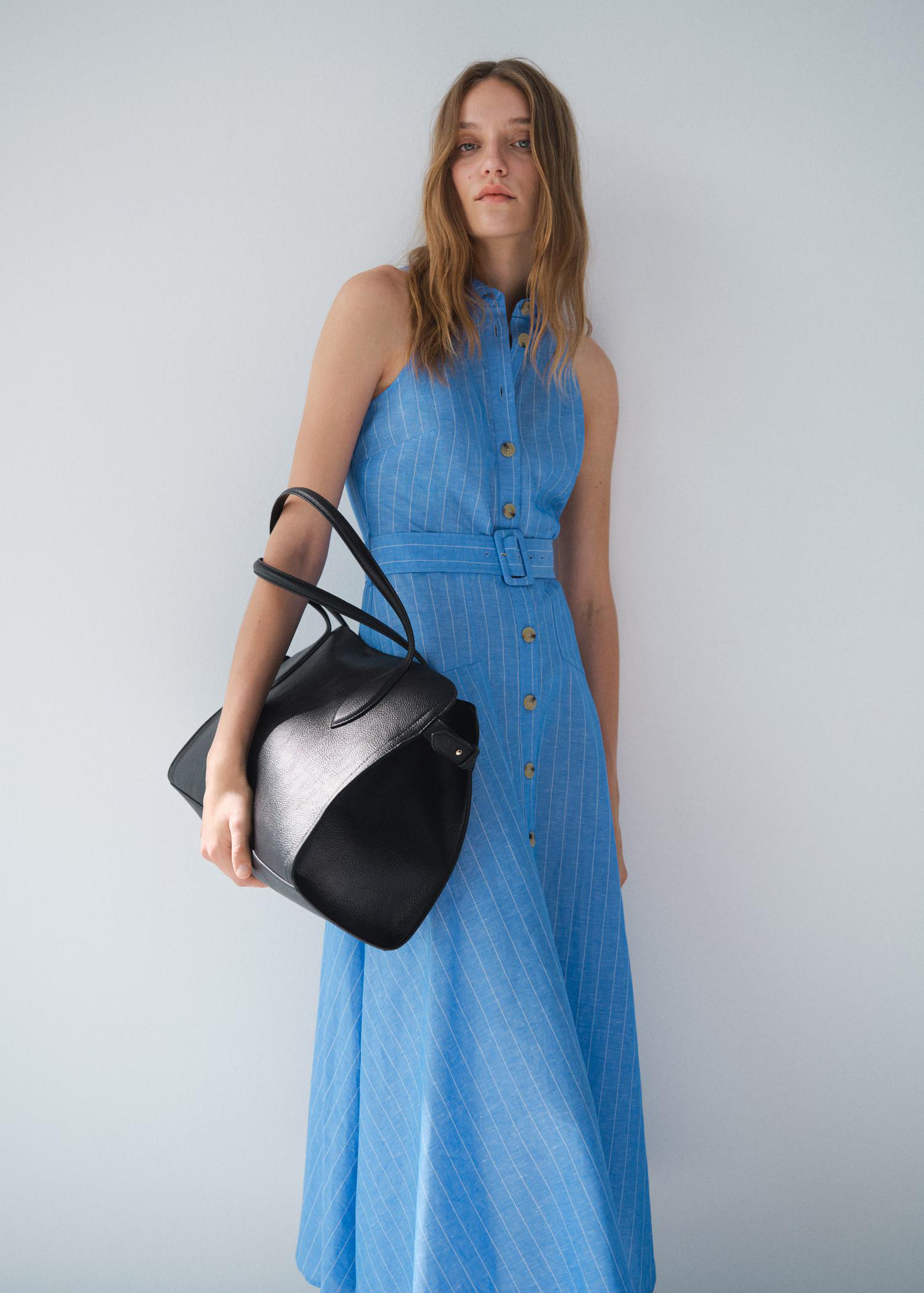 Striped linen-blend shirt-style dress - Women | MANGO USA | Mango (US/MX/AU)