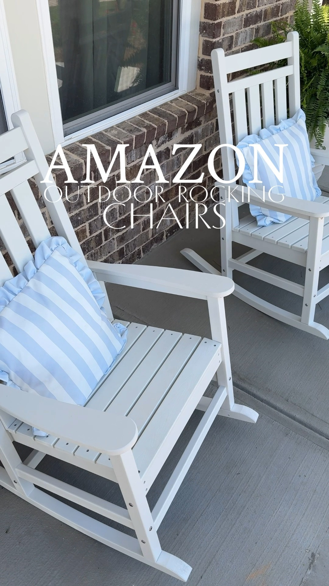 My dream front porch started with this Amazon find 🤍 weather-resistant rocking chairs that are cute, affordable and practical… Only $180 for the set! Summer nights just got an upgrade ✨

#amazonhomefinds #frontporchdecor #affordablehome #patioinspo #patiochairs

#LTKdayinmylife #LTKHome #LTKSaleAlert