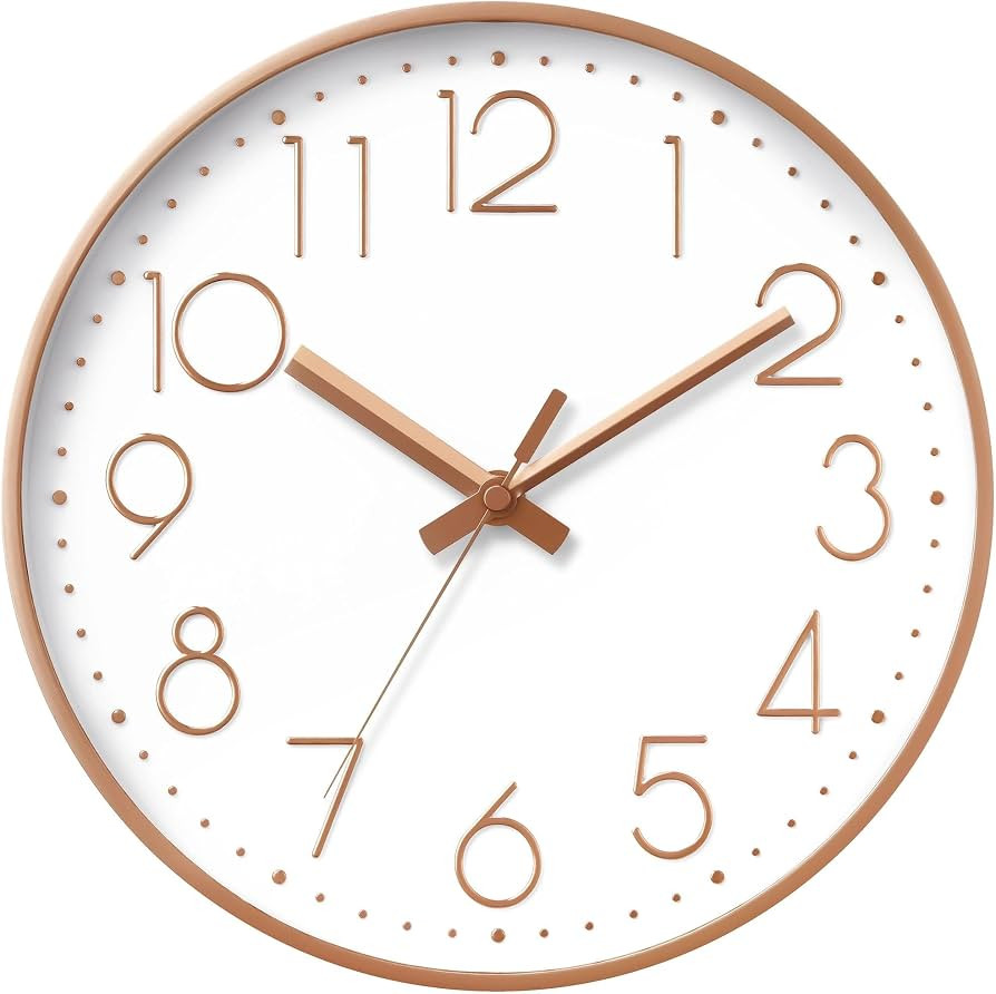 DAXSMY Wall Clock 8 Inch Rose Gold Decorative, Battery Operated Silent | Amazon (US)