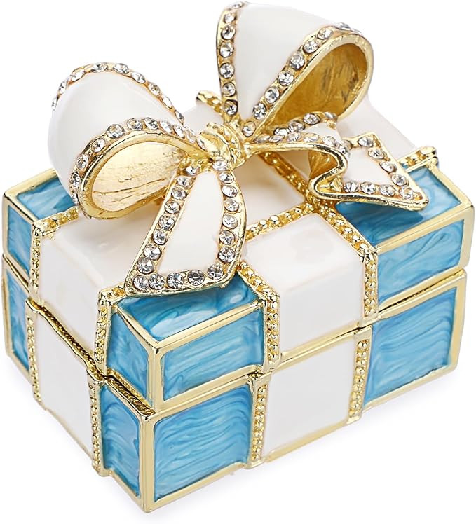 ELLDOO Mini Trinket Box, Bow-knot Gift Box Style Keepsake Box Vintage Metal Enameled Hinged Decor... | Amazon (US)