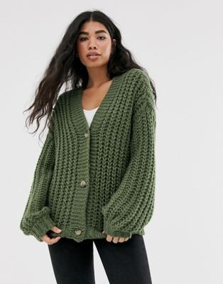 Noisy May chunky ribbed button front v neck cardigan | ASOS US