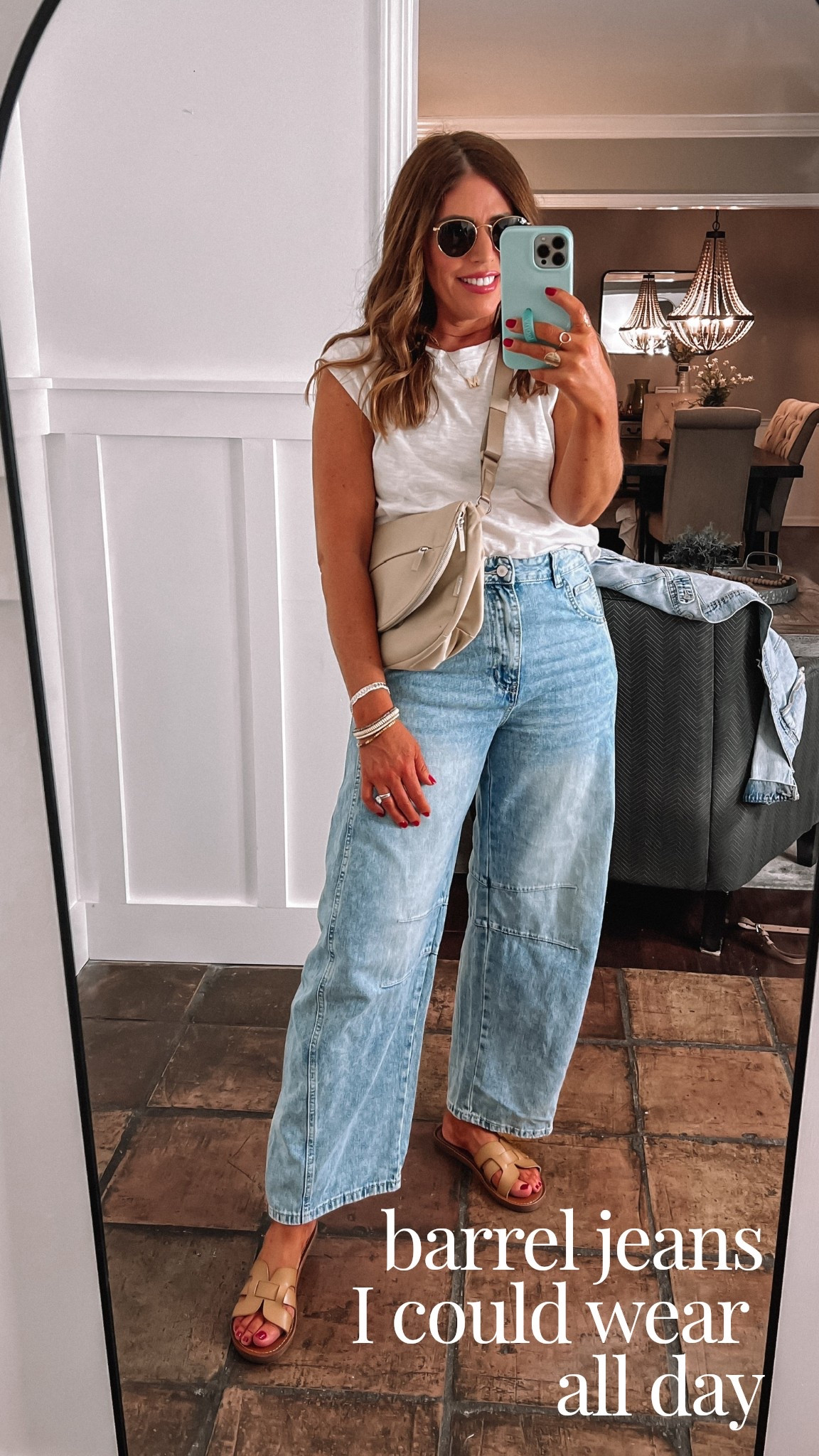 Some of my favorite barrel jeans 🫶🏻 they come in several washes and are so comfortable

Here I'm in a size 8 jean, basic white boyfriend tee in a medium (I linked several of my favorites), cute spring sandals and the perfect crossbody bag 

#LTKOver40 #LTKSaleAlert #LTKMidsize