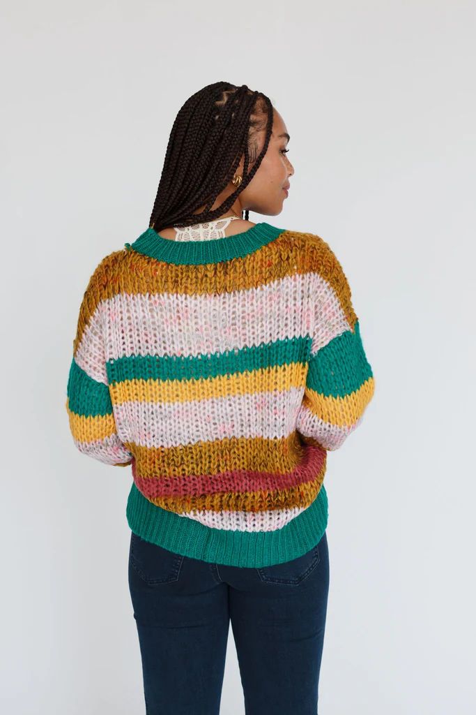 Go For It Striped Sweater - Green | Three Bird Nest