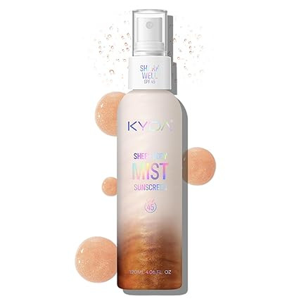 KYDA Sheer Body Sunscreen Mist, SPF 45, Radiant Glow Sunscreen Spray, Infused with Shimmer Body O... | Amazon (US)