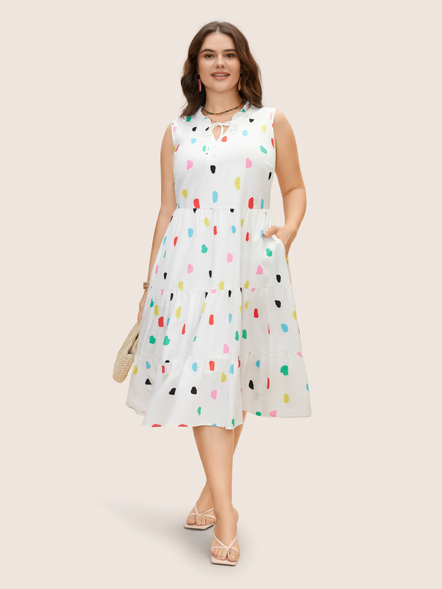 Colored Colorblock Tie Knot Sleeveless Dress | Bloomchic