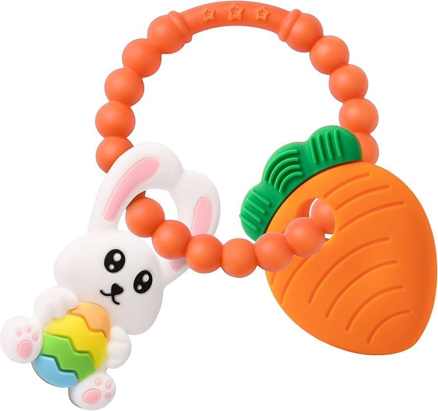 Easter Eggs Bunny Teething Toys, Easter Basket Essentials Stuffers, Silicone Easter Egg Baby Carr... | Amazon (US)