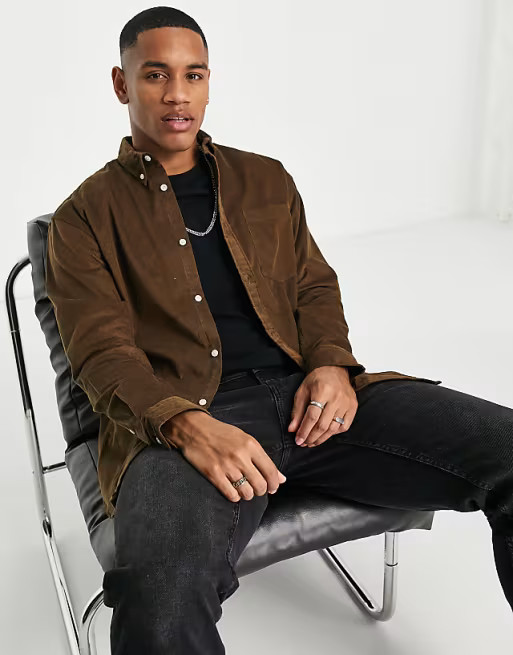 Jack & Jones Originals oversize cord shirt in brown | ASOS (Global)