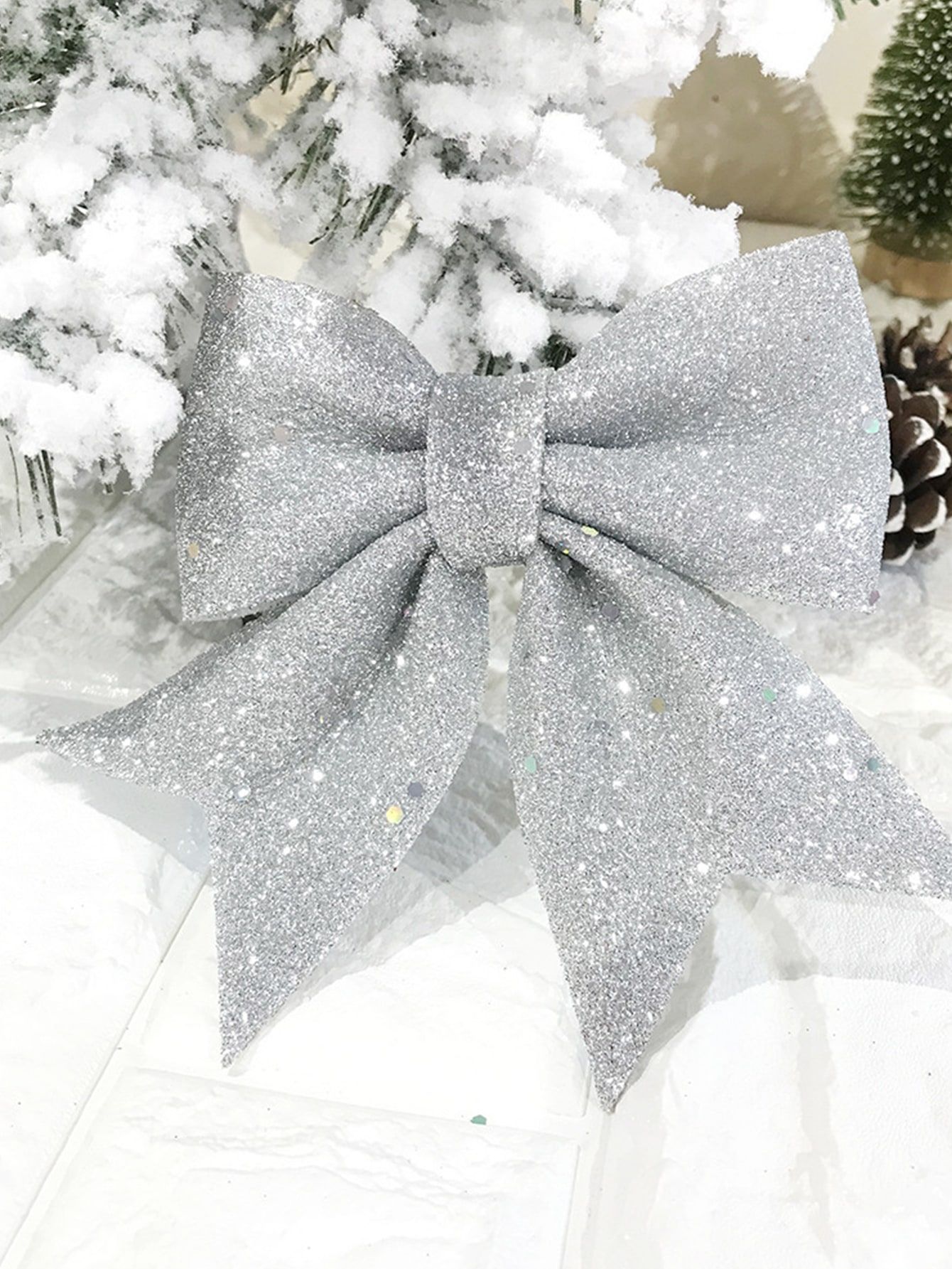 2pcs Christmas Bow Decoration, Gold Glitter Bow Knot, For Christmas Tree, Hotel, Mall Decor | SHEIN