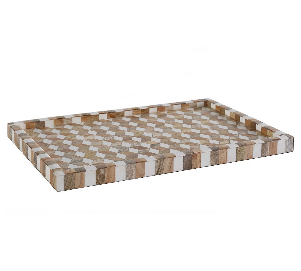 Angelica Natural Patterned Tray | Pottery Barn (US)