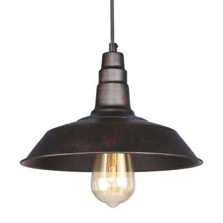 1-Light Bronze Industrial Pendent Vintage Warehouse Barn Pendant Light | The Home Depot