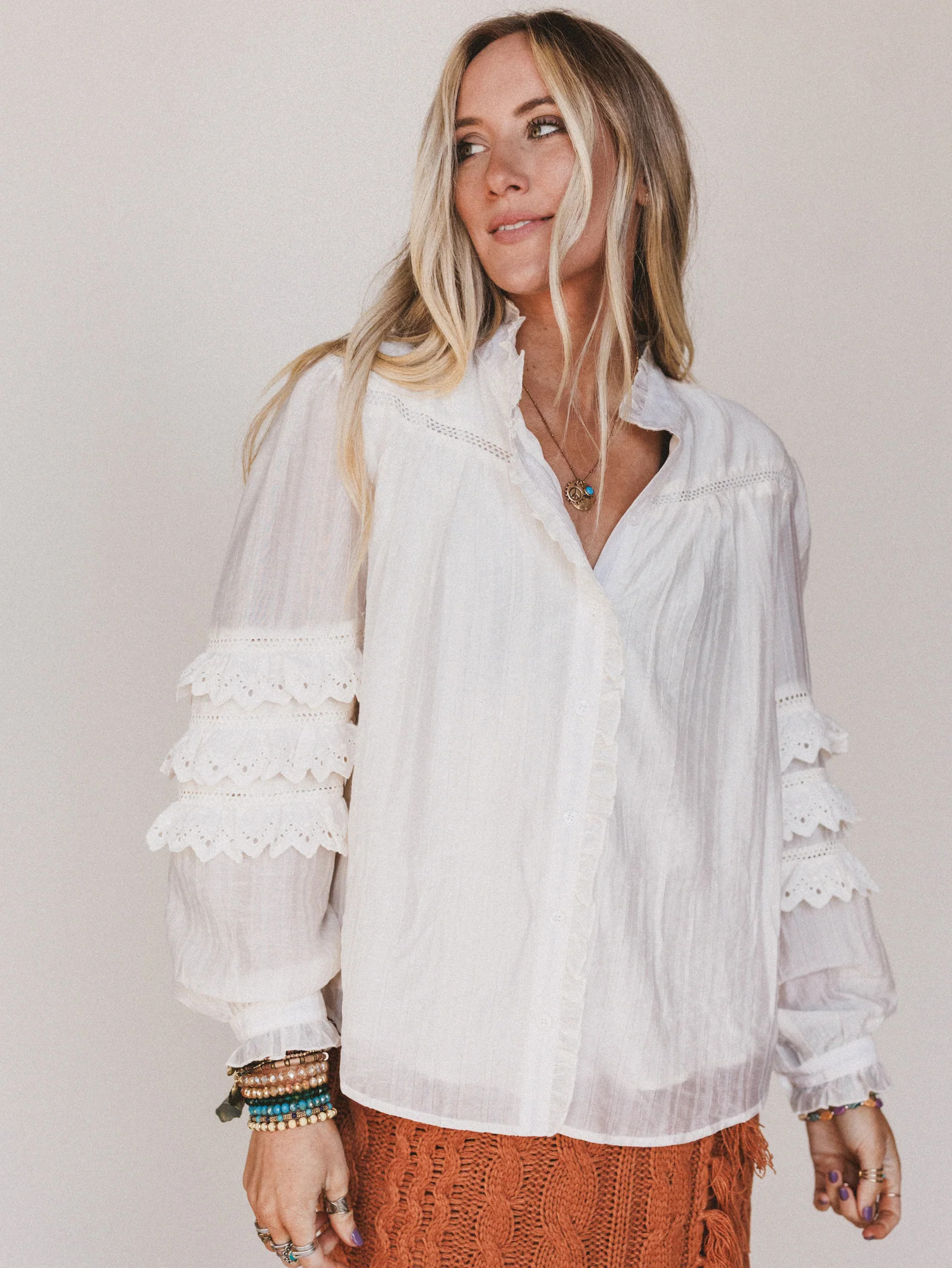 Boho Romance Blouse - Cream | Three Bird Nest