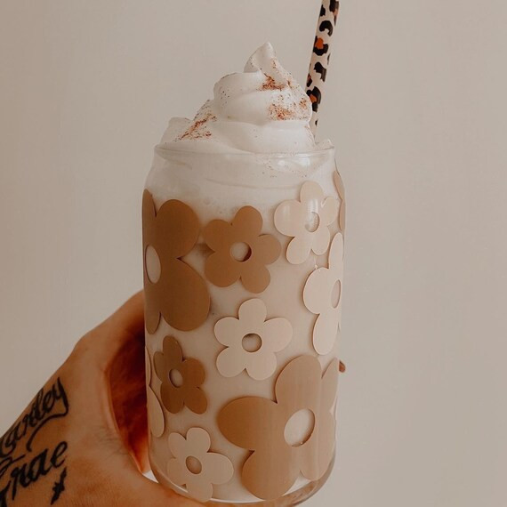 Groovy Daisies Glass Cup  Iced Coffee Cup  Beer Can Glass | Etsy | Etsy (US)