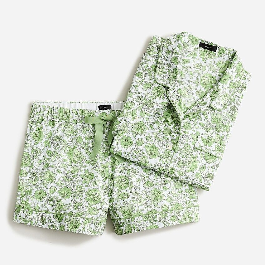 Cotton poplin short-sleeve pajama set in tossed floral | J.Crew US