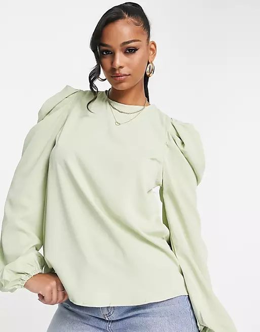 AX Paris puff sleeve top in mint green | ASOS (Global)