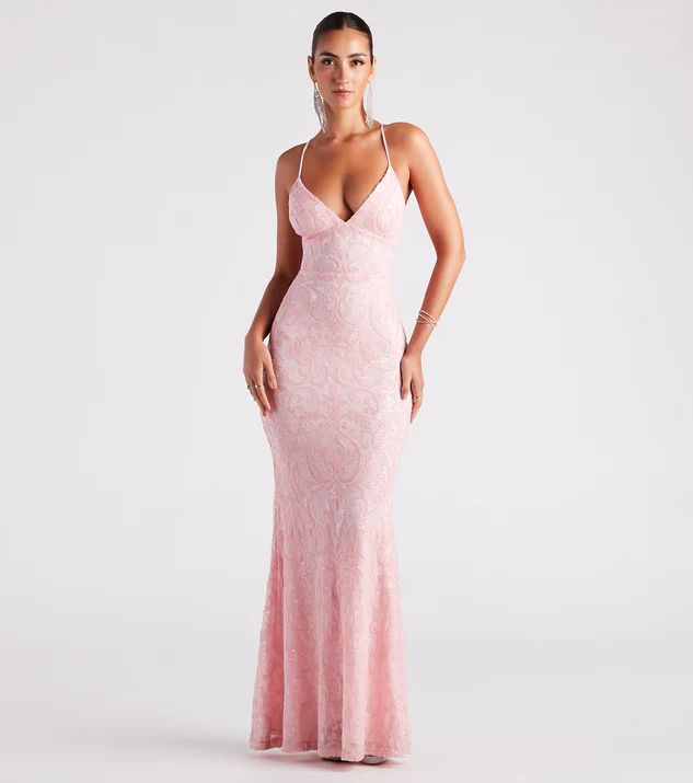 Bethanie Formal Sequin V-Neck Mermaid Dress | Windsor Stores