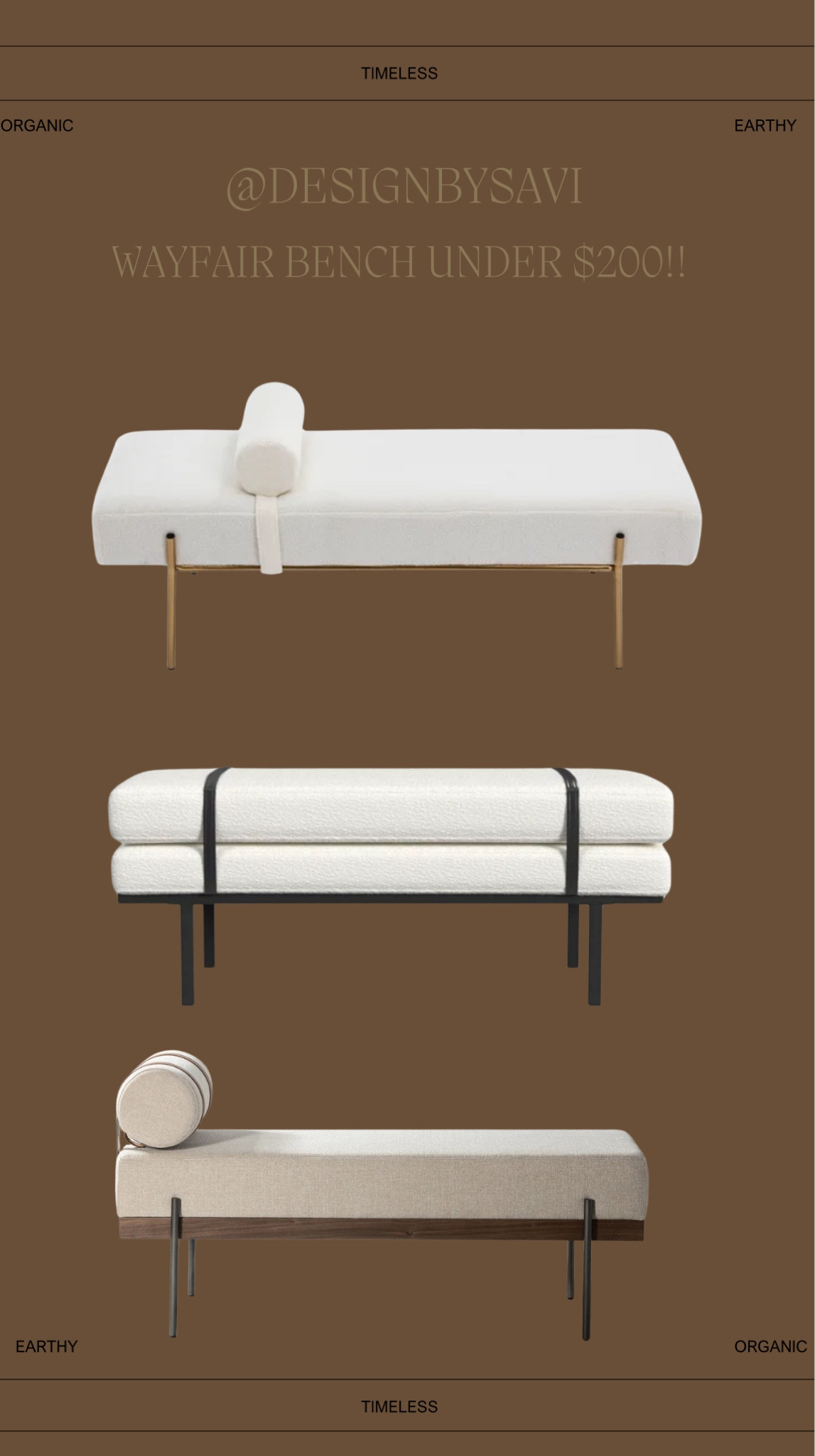 Wayfair 72% off right now! These benches are a steal 🤎 

Wayfair sale
Bench
End of bed bench
Living room
Study
Entry bench
Modern bench
Timeless bench

#LTKhome #LTKstyletip #LTKSpringSale