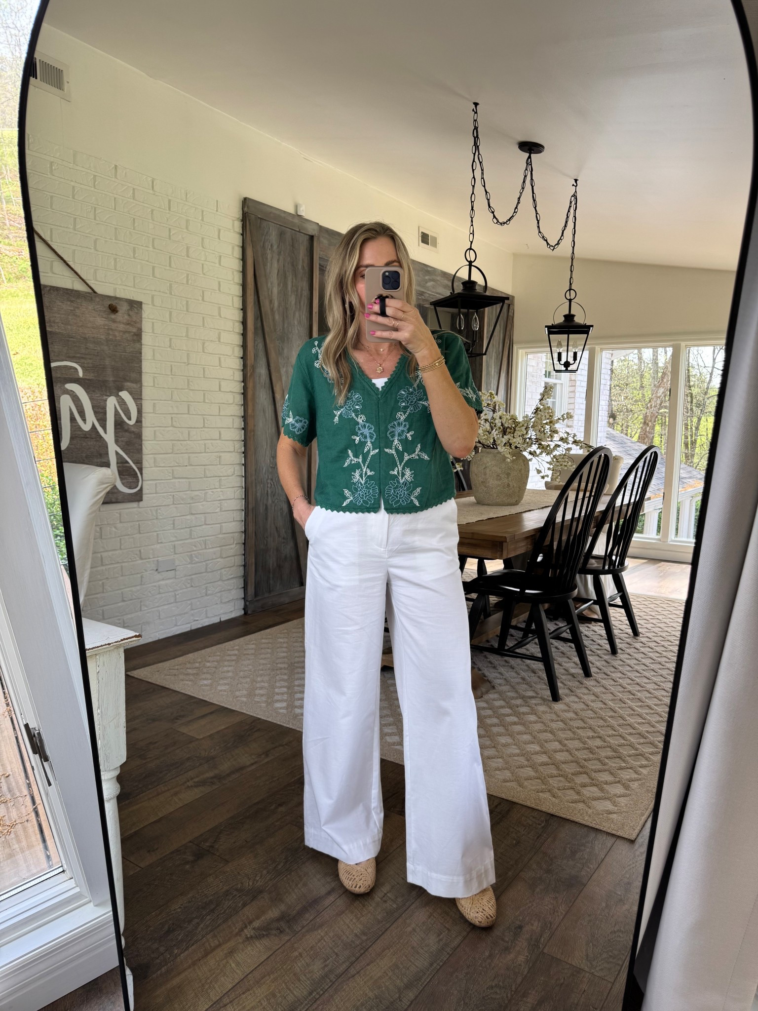 Easter outfit brought to you by Target! 
5’7”/140 
Size 6 in white pants
Small in green top

#LTKWorkwear #LTKTall #LTKootd