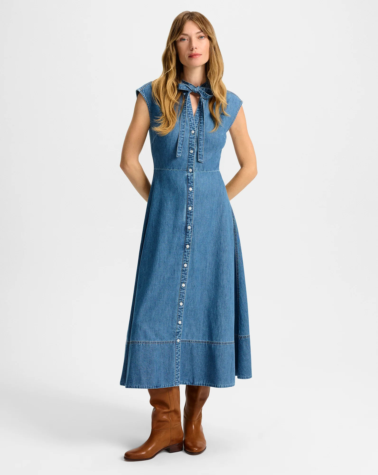 Honora Denim Midi Shirtdress | Veronica Beard