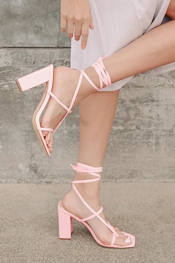 Nani Pink Lace-Up High Heel Sandals | Lulus (US)