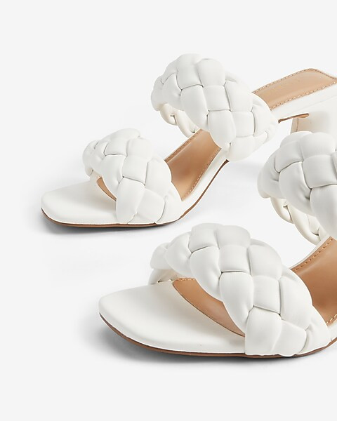 Braided Double Band Block Heel Sandals | Express