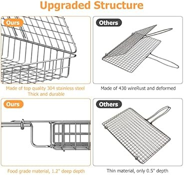 ORDORA Grill Basket, Fish Grill Basket, Rustproof 304 Stainless Steel BBQ Grilling Basket for Mea... | Amazon (US)