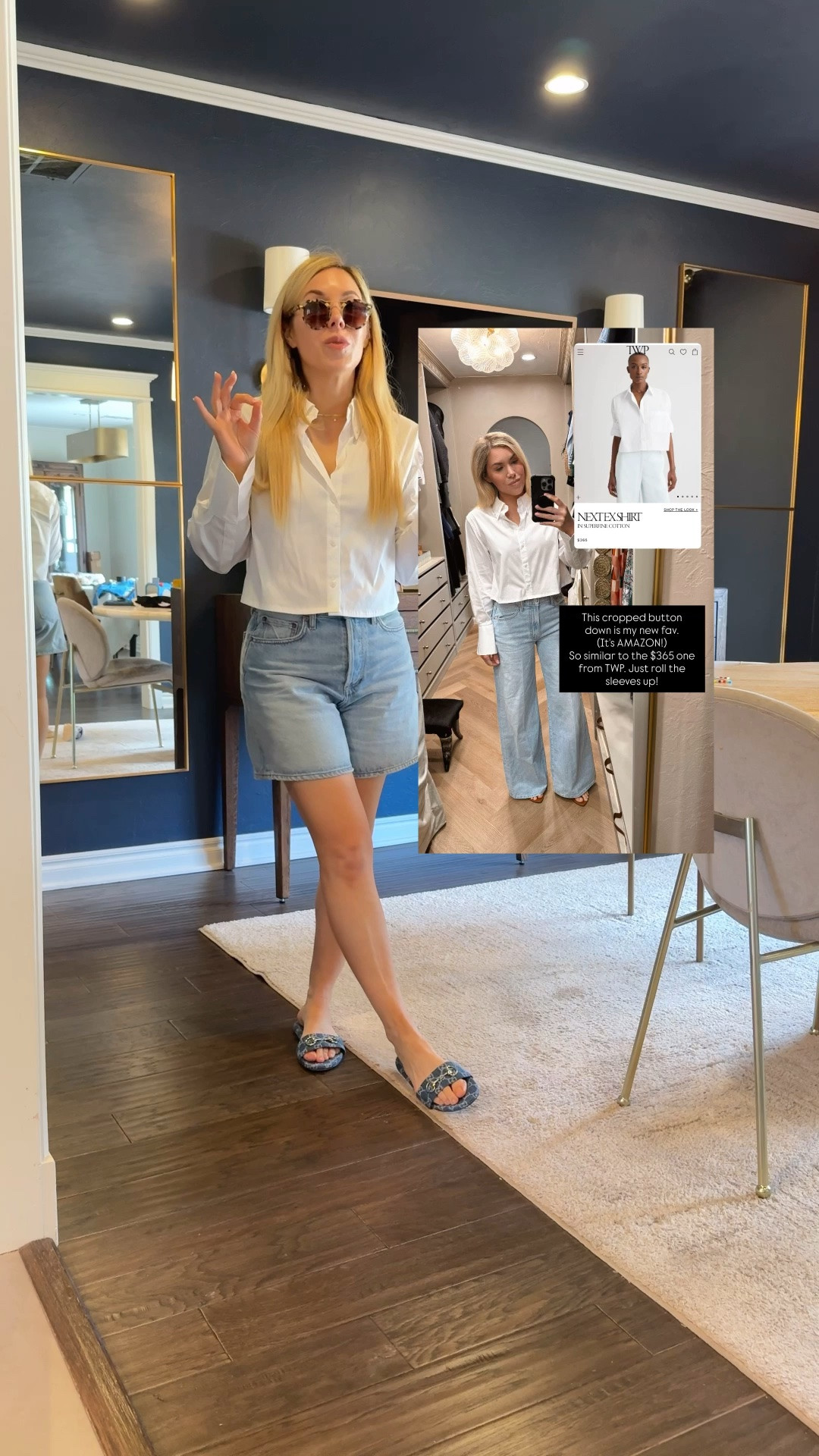 Cropped button down 
Denim shorts 
Gucci shorts

#LTKdayinmylife #LTKootd #LTKgrwm