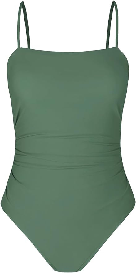 CUPSHE Women Swimsuit One Piece Bathing Suit Square Neck Cutout Back Tummy Control with Adjustabl... | Amazon (US)