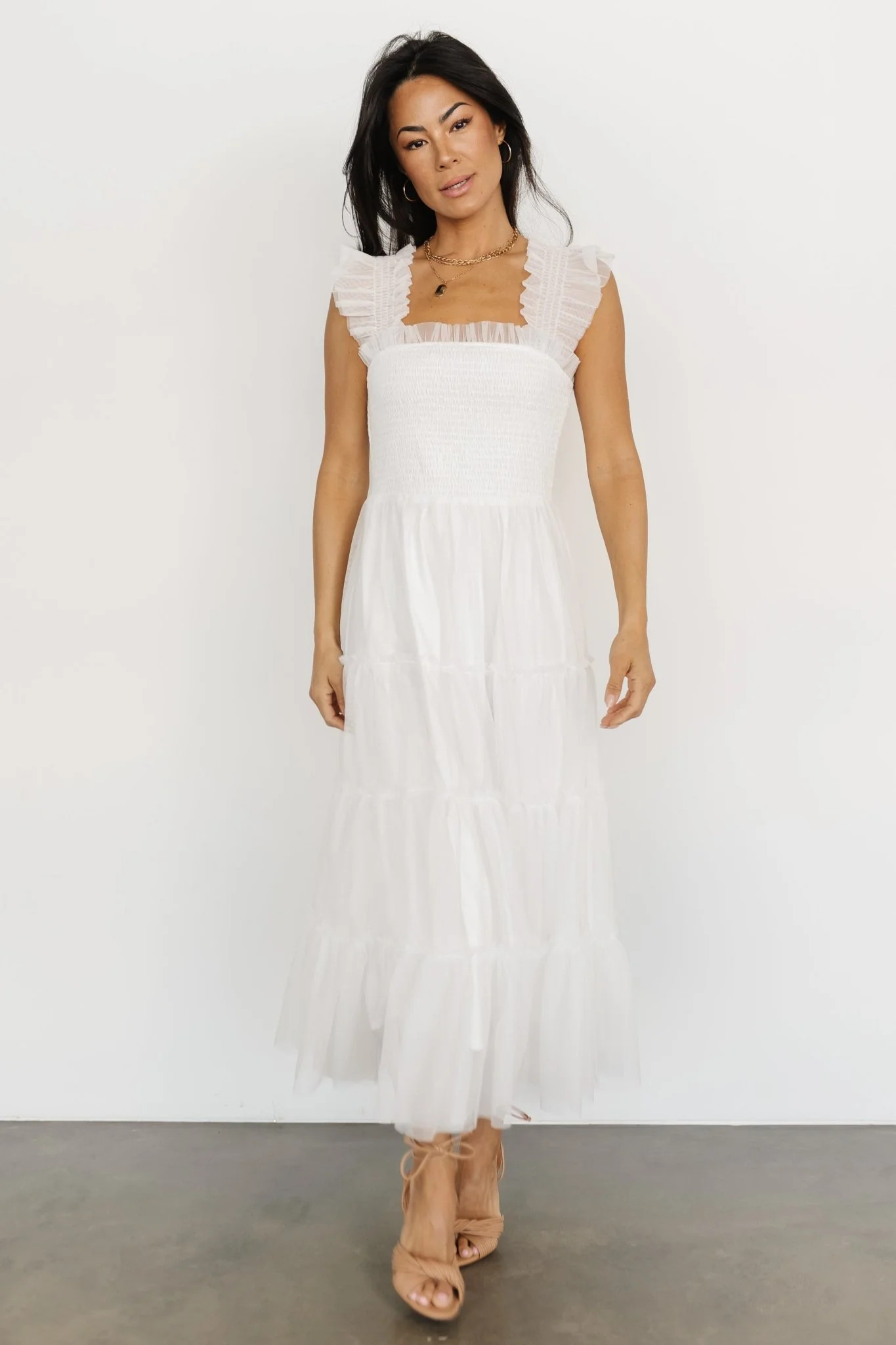 Emma Smocked Tulle Dress | Off White | Baltic Born